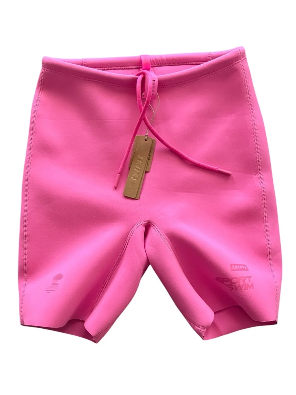 SKIMS Sport Swim Scuba Mid Thigh Zipper Shorts Pink Taffy XXS NWT